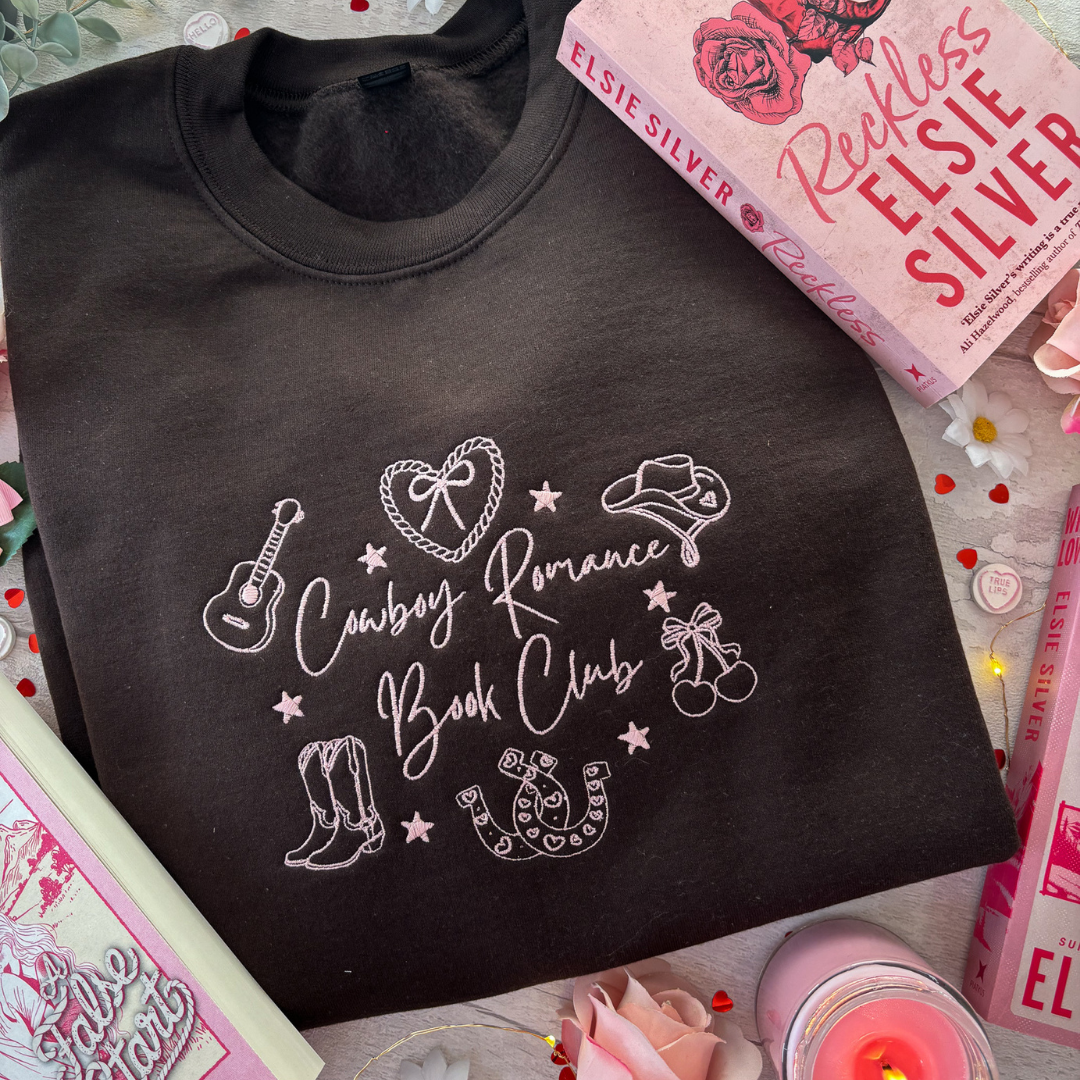 S - Cowboy Era Brown with Pale Pink Embroidery Sweatshirt