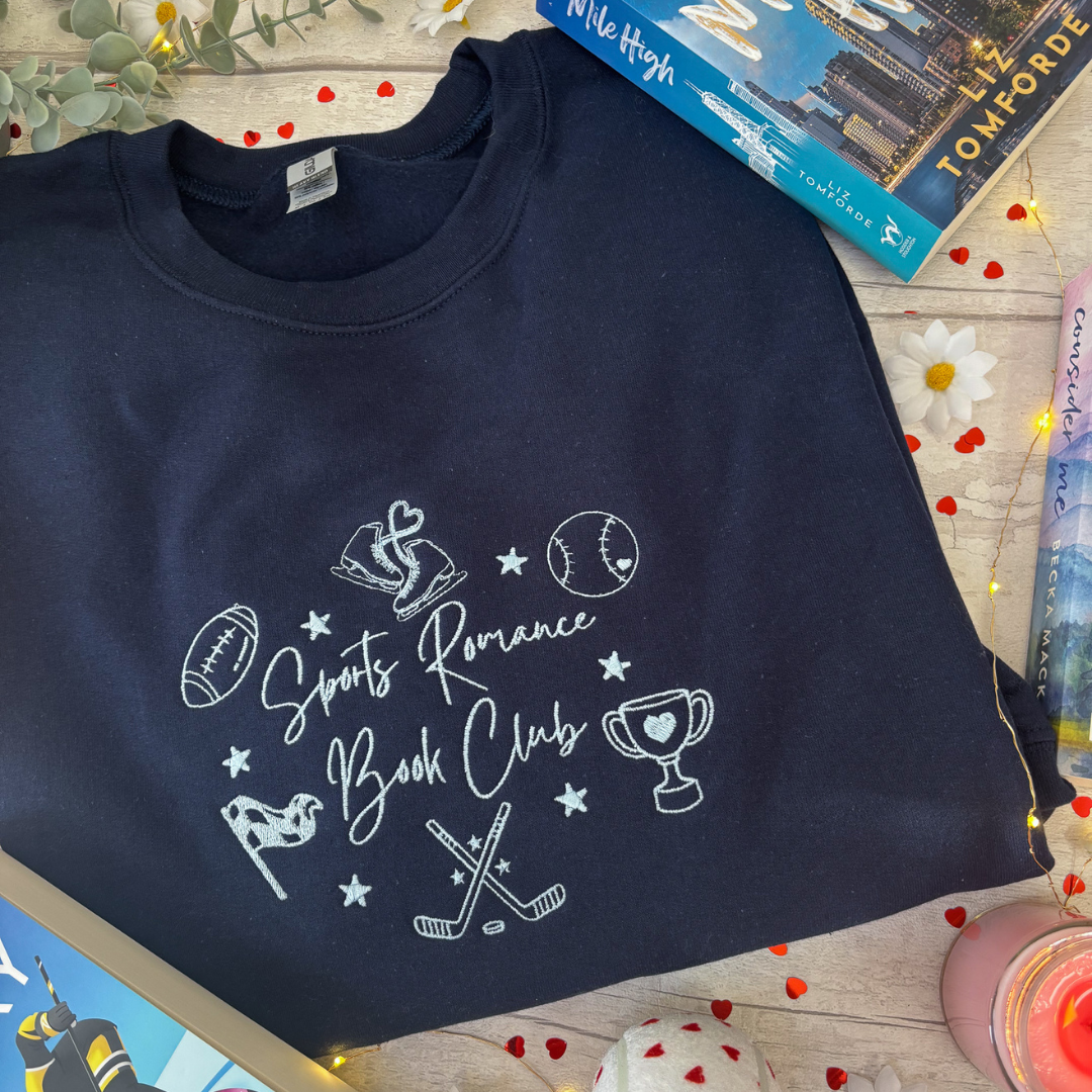 XL - Sports Romance Navy with Pale Blue Embroidery Sweatshirt
