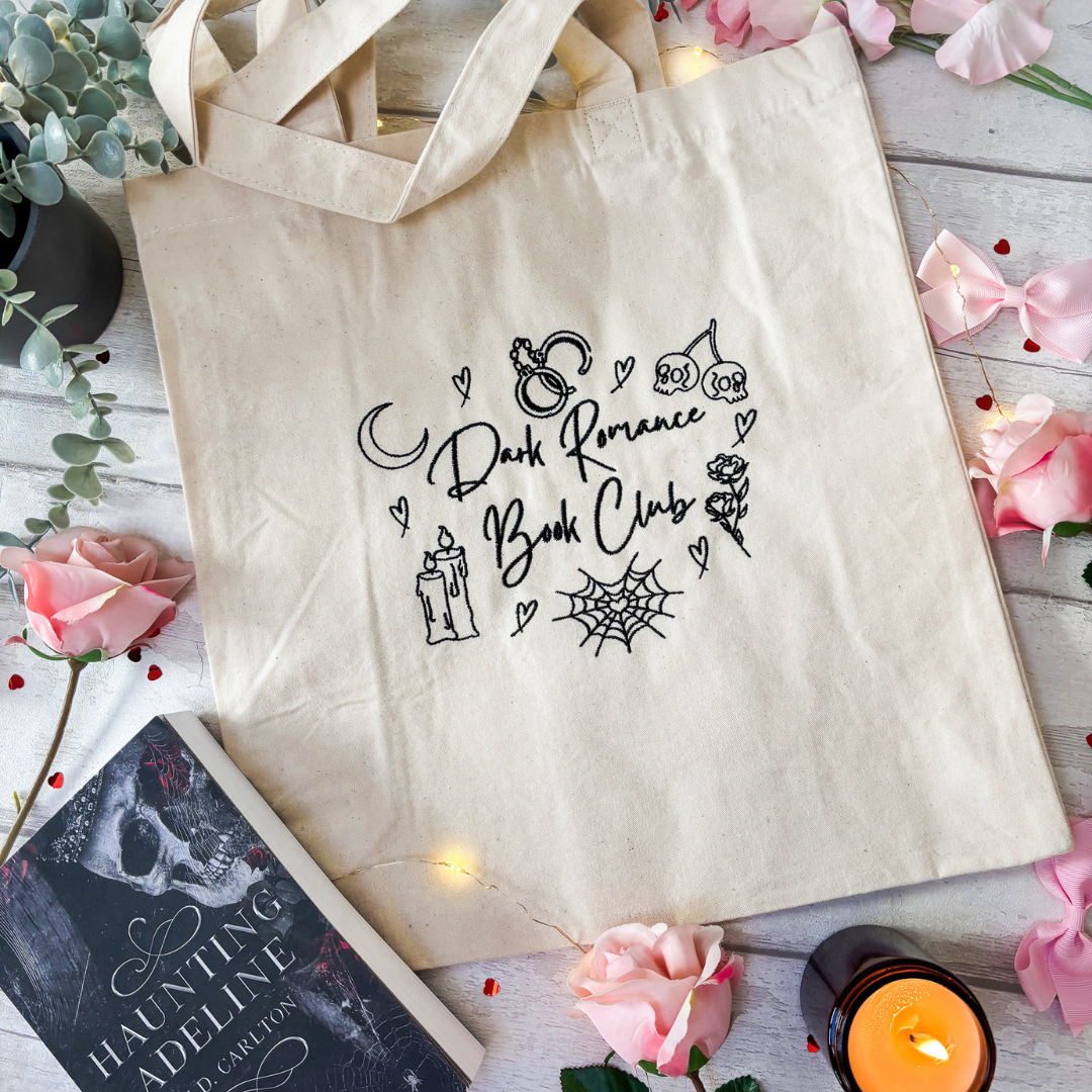 Tote - Dark Romance Beige with Black Embroidery