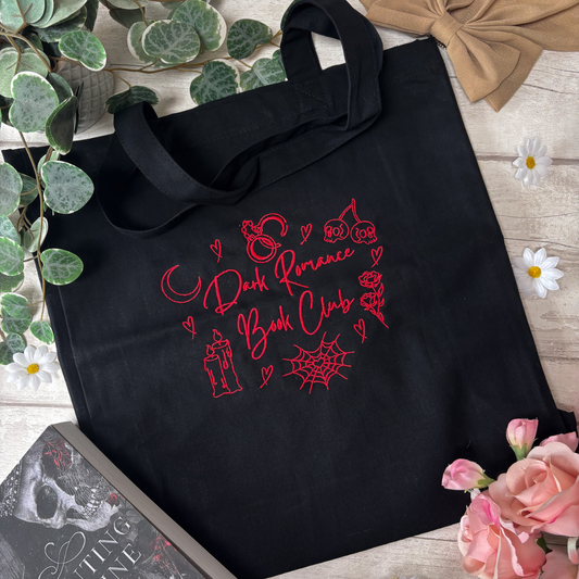 Tote - Dark Romance Black with Red Embroidery